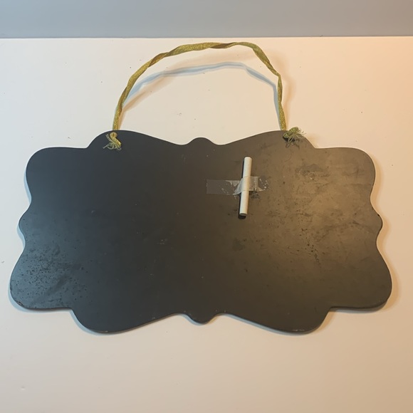 Chalkboard Sign With Gold Ribbon one Stick of Chalk Approximately 17x10 Used - Picture 2 of 4